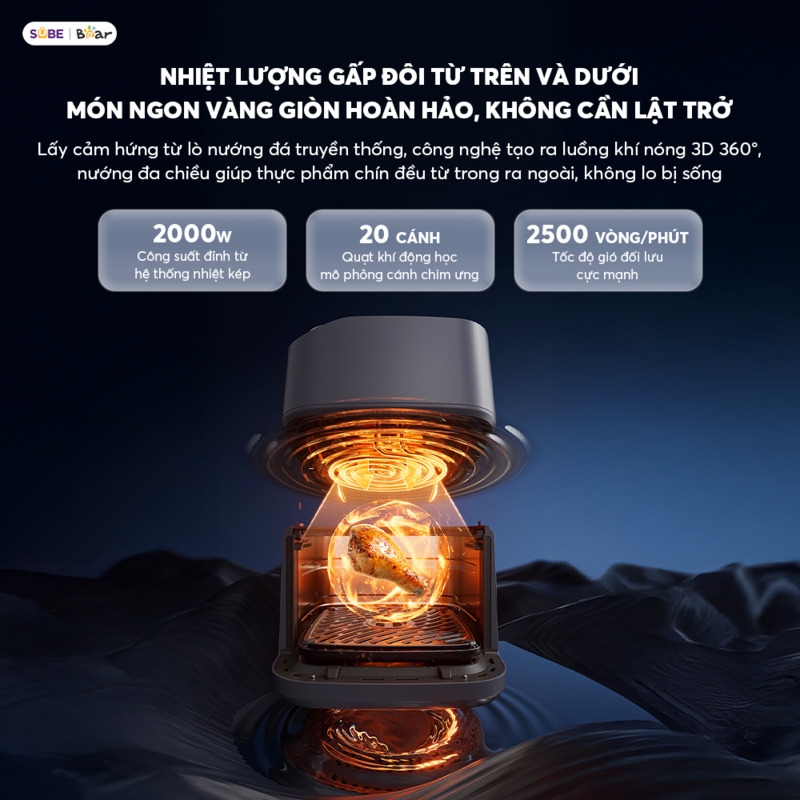 [SALE 20/10] Nồi chiên không dầu 6L Bear AF-5H19I45